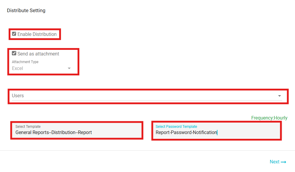 Image highlighting every field in distribute section