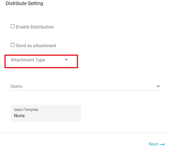 screenshot showing attachment types dropdown