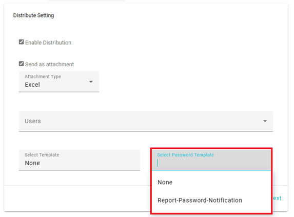 screenshot showing select password template dropdown