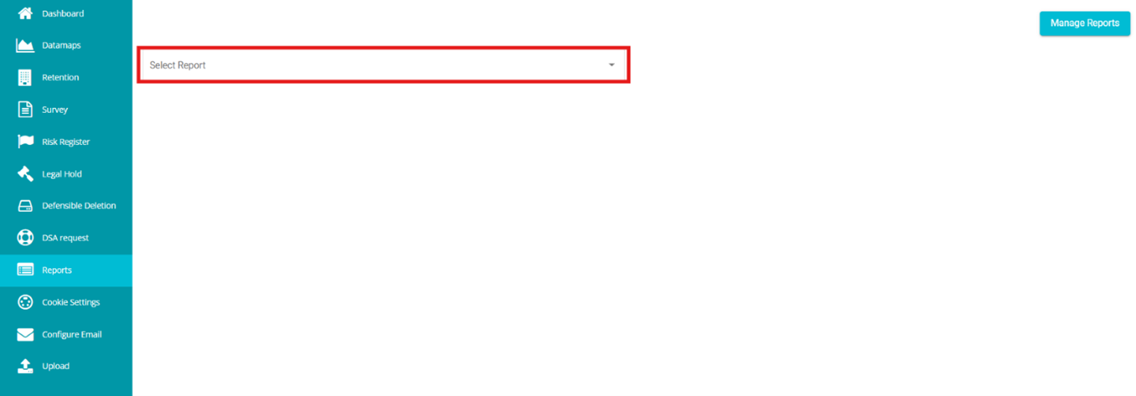 screenshot showing select report dropdown