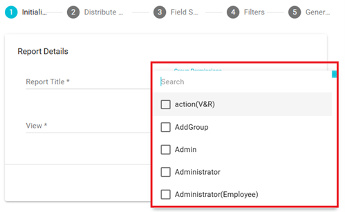 screenshot showing Groups dropdown